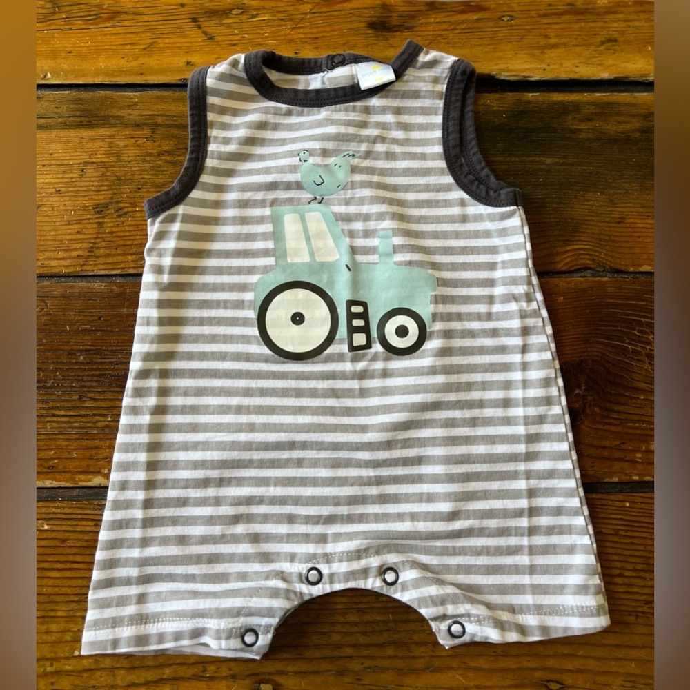 Boutique Peppy Mini Tractor Romper. Size 3 Months.